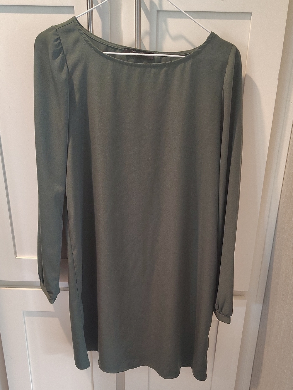 Honey Punch Olive Green Long-Sleeve Shift Dress